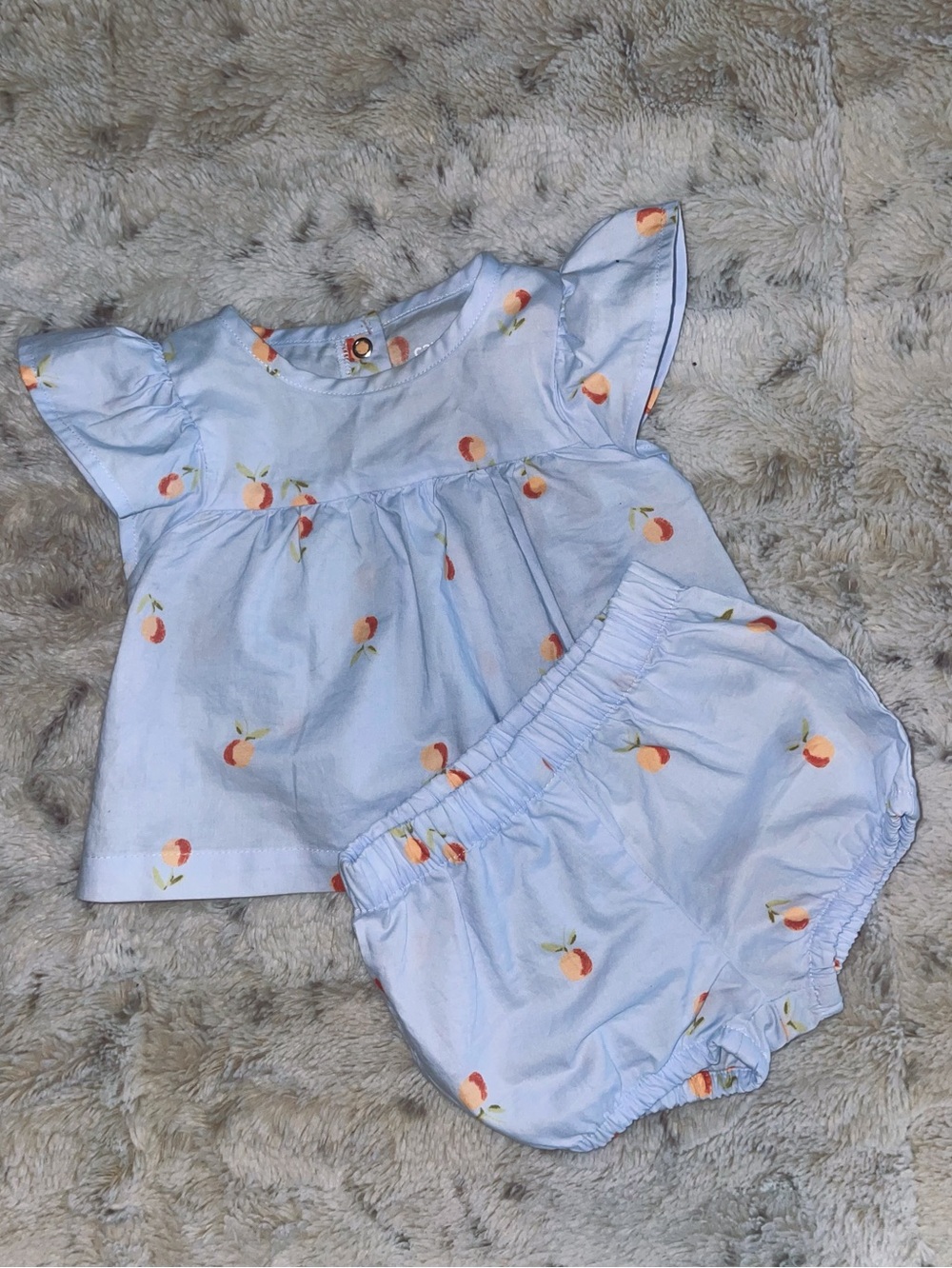 Caters Light Blue Peach Print Baby Top & Bloomers Set